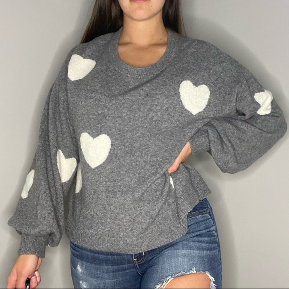 Madewell oversized graphic heart sweater M